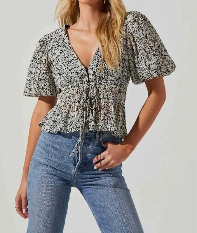 Alexis Top In Black Multi Floral Vintage Style Clothing Sale