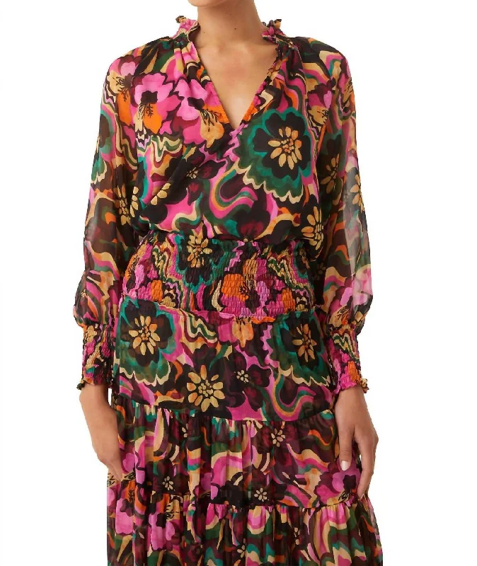 Alexis Top In Flora Groove Chiffon Flash Sale Now