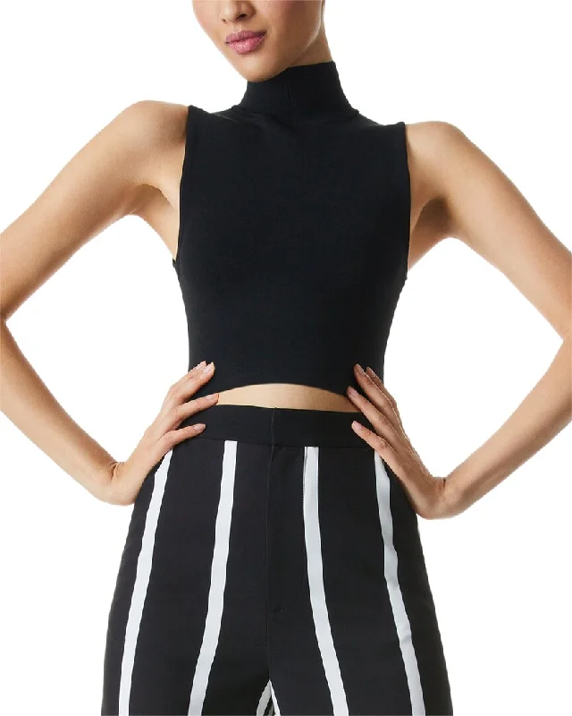 alice + olivia Darina Mock Neck Fitted Crop Tank Top Deals