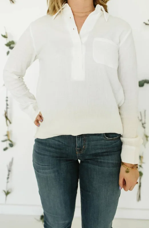 All Buttoned Up Collared Shirt In White Elegant Contour