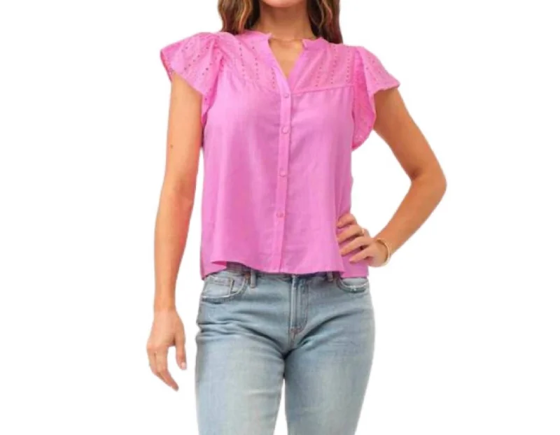 Amy Embroidered Yoke Top In Carnation Pink Style Streetwear