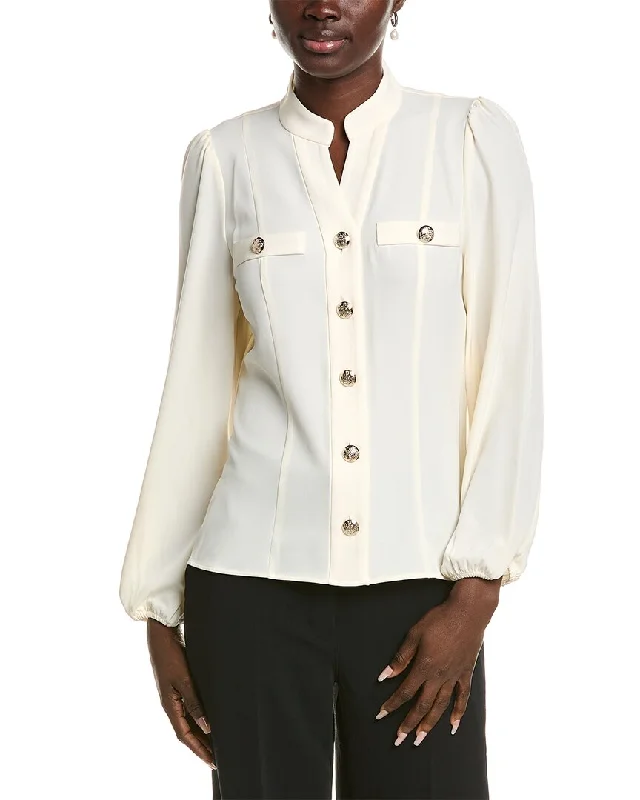 Anne Klein High Neck Blouse Sustainable Fashion Extravaganza