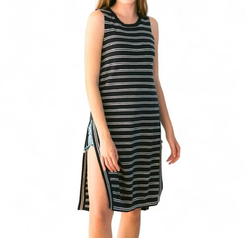 Anywear Open Tunic In Deep Navy/birch Stripe Premium Style