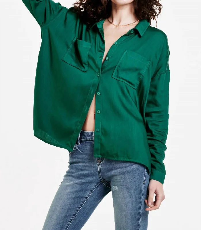 Arianna Dartmouth Button Up Shirt In Green Quality Driven Apparel