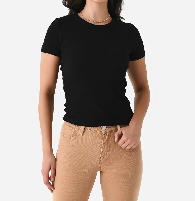 Arlo Rib Pocket Tee In Black Seasonal Style Discounts