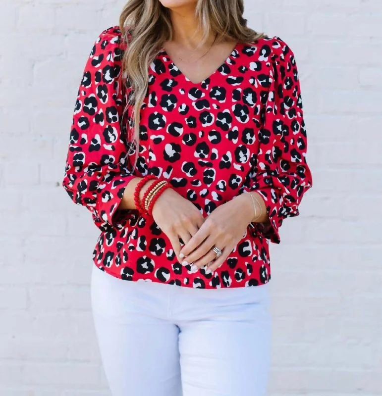 Aspen Top In Walk This Way Red Flash Sale Now