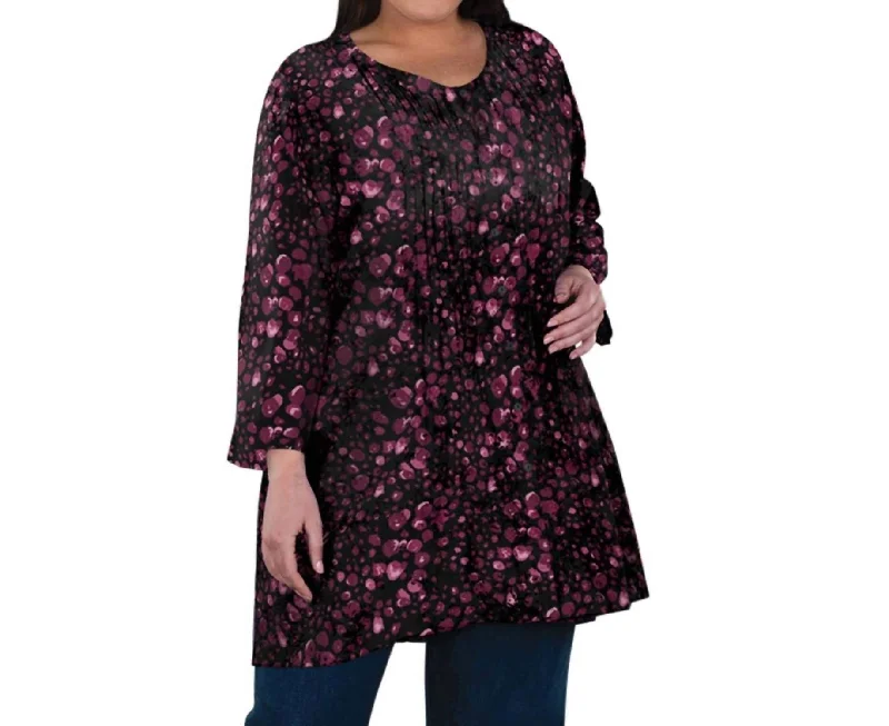 Aurora Pleated Tunic - Plus In Purple Dots Gift Ideas