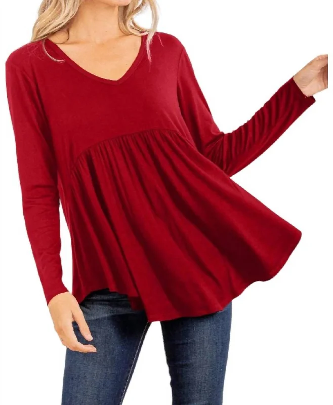 Babydoll Swing Top In Red Hot Trends