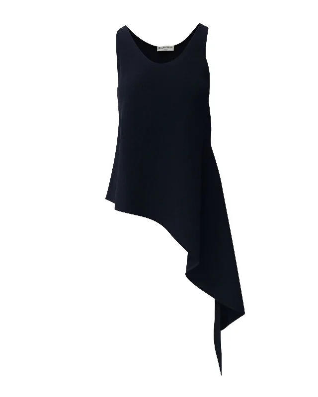 Balenciaga S/S 15 Asymmetrical Slit Tank Top in Black Polyester Bid Farewell To The Old Season