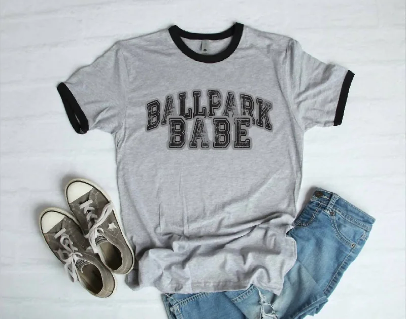 Ballpark Babe Baseball Tee In Grey Unbeatable Prices