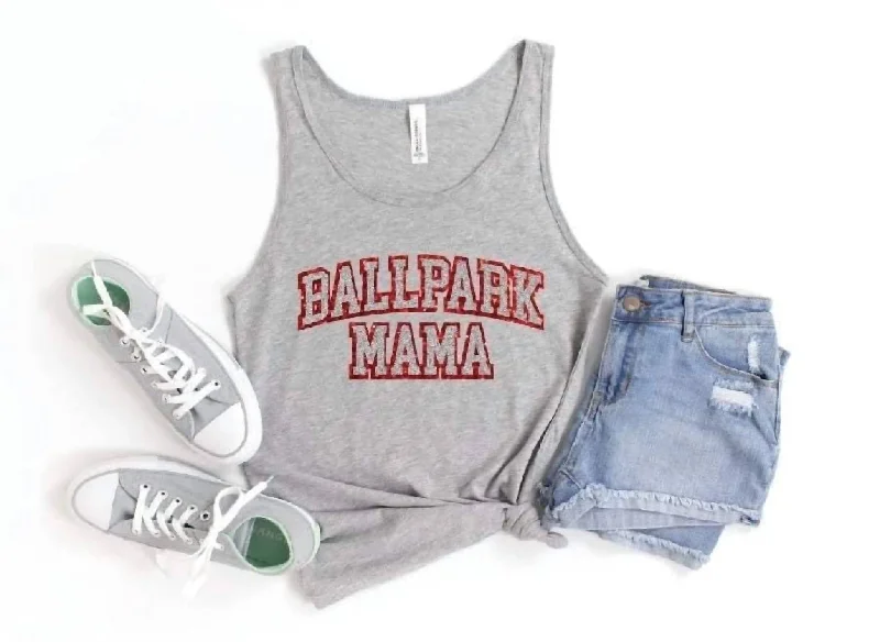 Ballpark Mama Glitter Tank Top In Grey Limited - Time Bundle