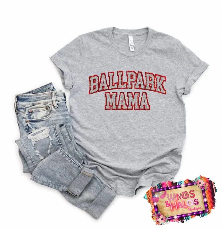 Ballpark Mama Glitter Tee In Grey Season Sale