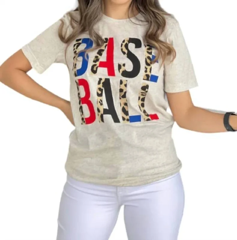 Baseball Leopard Tee In Heather Oatmeal Chic Outfits