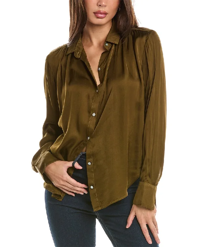 Bella Dahl Pleated Button Down Shirt Feminine Charm