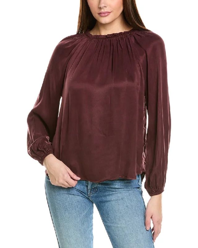 Bella Dahl Raglan Sleeve Shirred Neck Top Special Occasion Wear