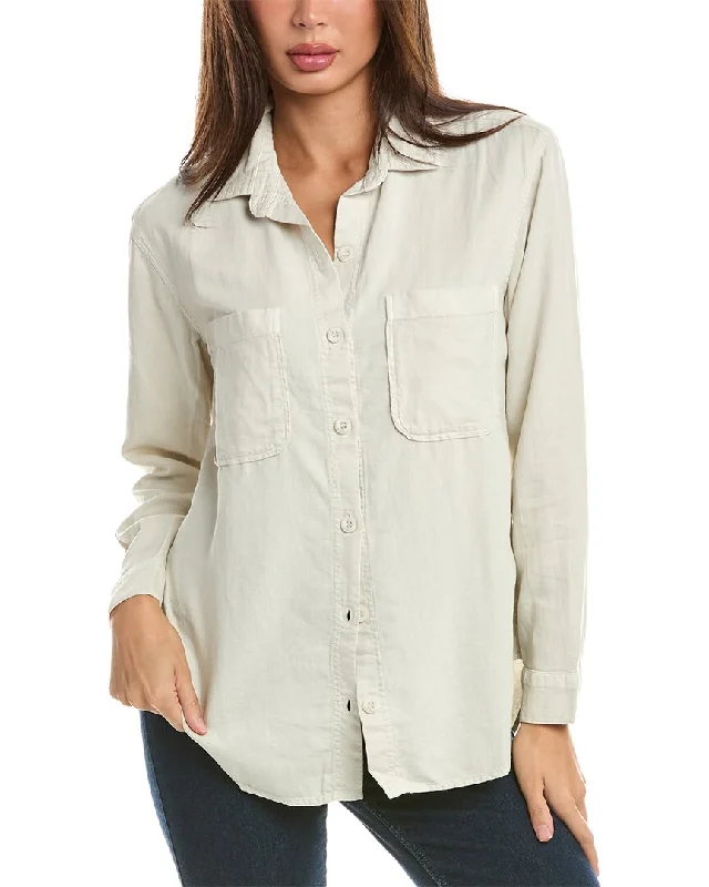 Bella Dahl Two Pocket Oversized Linen-Blend Shirt Elegant Style