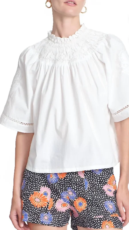 Bexley Smocked Top In Ivory Casual Chic Clothing