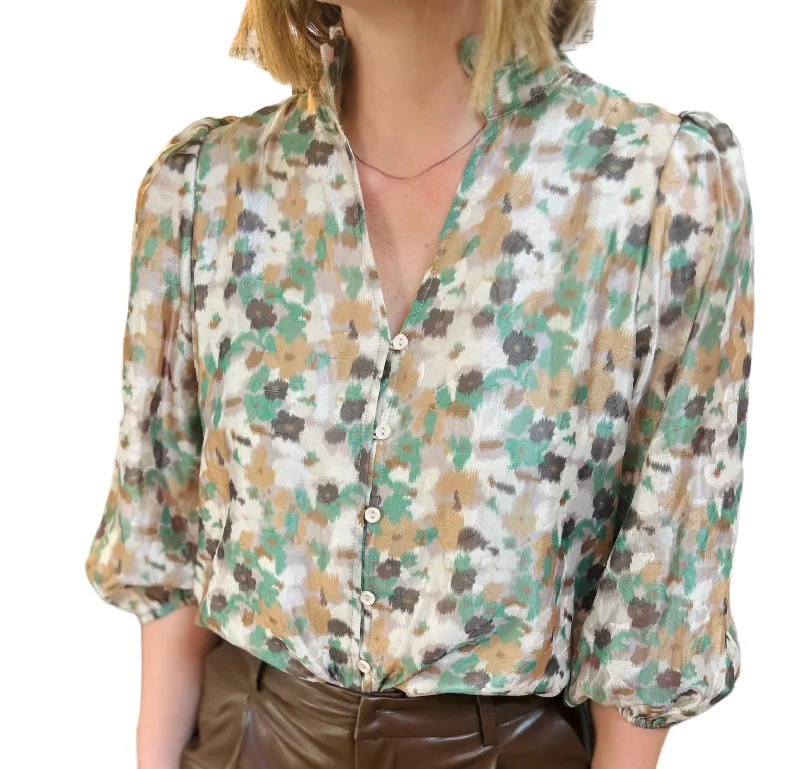 Blend Fields Blouse In Sage Multi Summer Deals