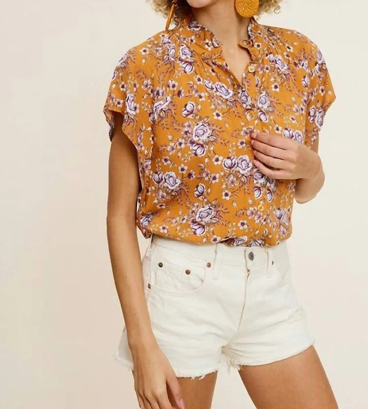 Blythe Button Down Top In Floral Print Stylish Spring Fashion