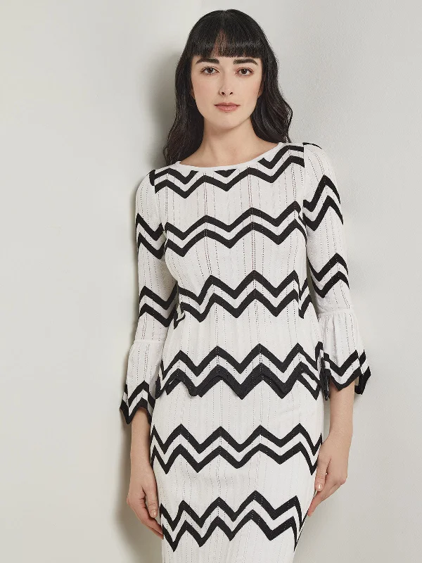 Boat Neck Tunic Art Deco Geometric Pattern Look