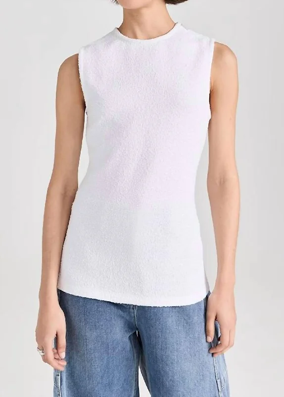 Boucle Knit Sleeveless Top In White Hot Picks