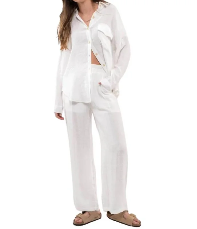 Breezy Oversized Button Down Shirt In White Additional Time-Limited Offers