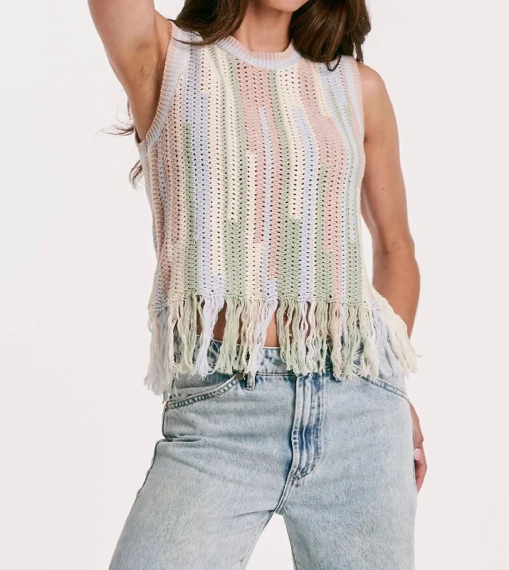 Brighton Fringe Tank Top In Pastel Beat The Heat In Tropical Styles