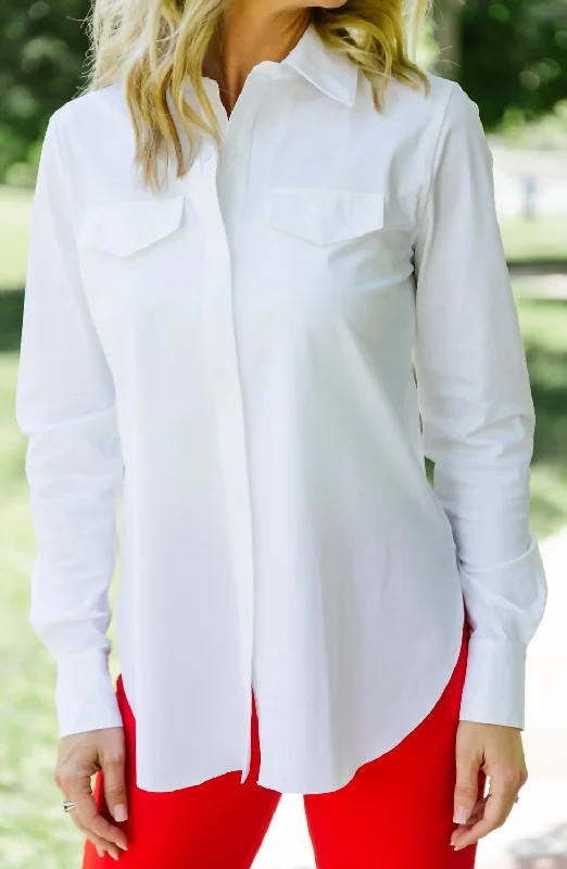 Brinkley Button Down Shirt In White Big Savings On Minimalist Office Styles