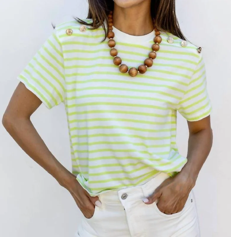 Brooklyn Stripe Tee In Lime Athleisure Wear Special Offer