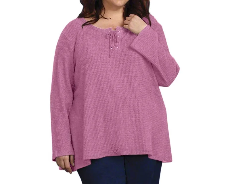 Brushed Thermal Top - Plus In Mauve Vibrant Femme Fashion