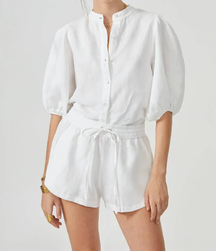 Bubble Linen Shirt In White Dive Into Trendy Women's Fashion