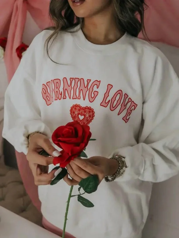 Burning Love Sweatshirt In White Athleisure Wear Special Offer