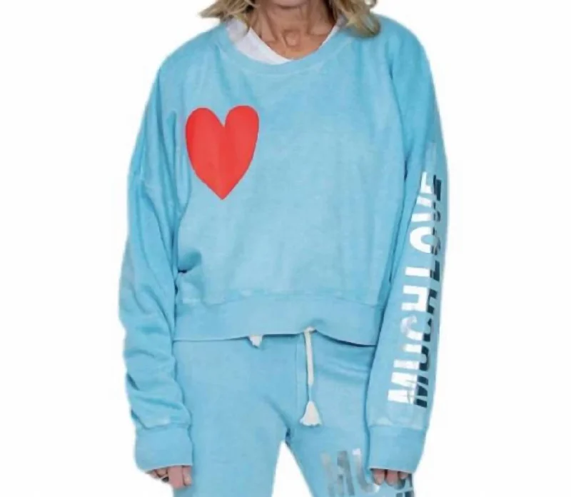 Burnout Red Heart Much Love In Light Blue Top Deals