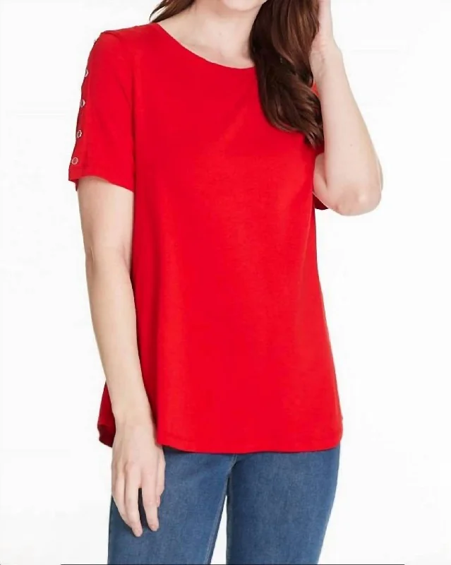 Button Detail T-Shirt In Red Limited Stock