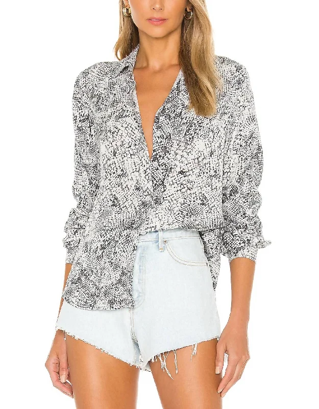 Button Down Print Shirt In Moonstone Hurry Before It's Gone