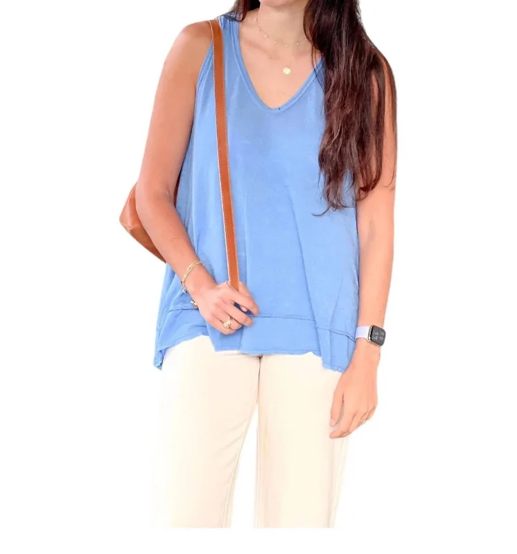 Caitlyn Tank Top In Ocean Blue Casual Chic