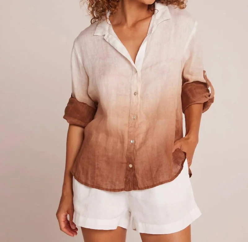 Capri Button Down Shirt In Coconut Ombre Dye Wardrobe Essentials