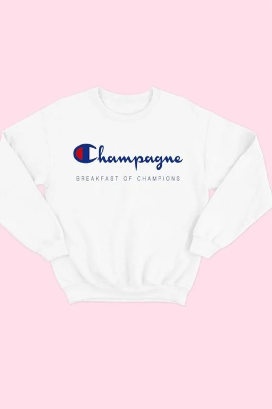 Champagne For Breakfast Crew Sweatshirt In White Hot Styles