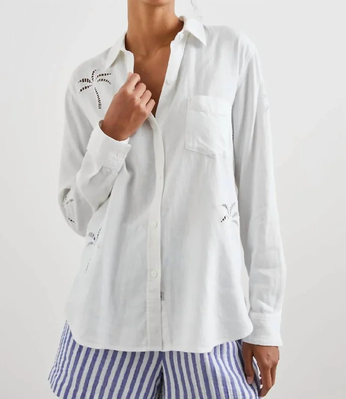 Charli Palm Eyelet Shirt In White Unbeatable Prices