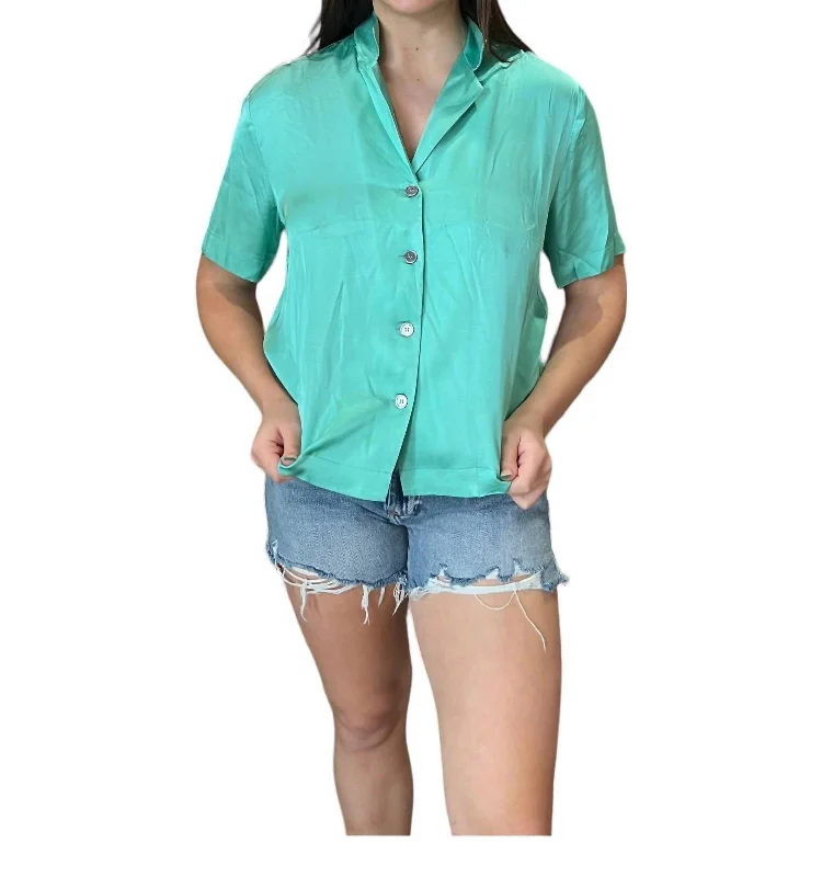 Chelly Woven Blouse In Turquoise Quick Grab Deals