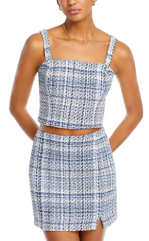 Cher Tweed Tank In Blue Tweed Enjoy Discount