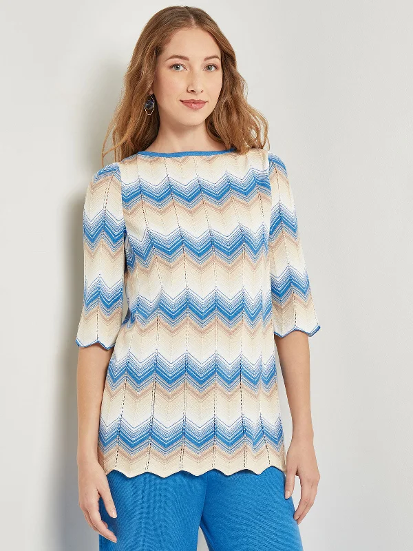 Chevron Hem Tunic Feminine Soft - Hued Look