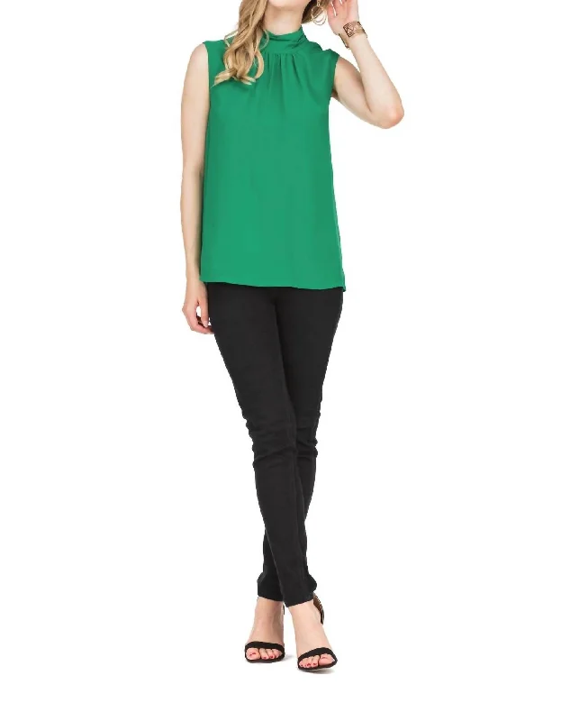 Cinched Neck Shell Top In Green Catch Every Fashion Trend