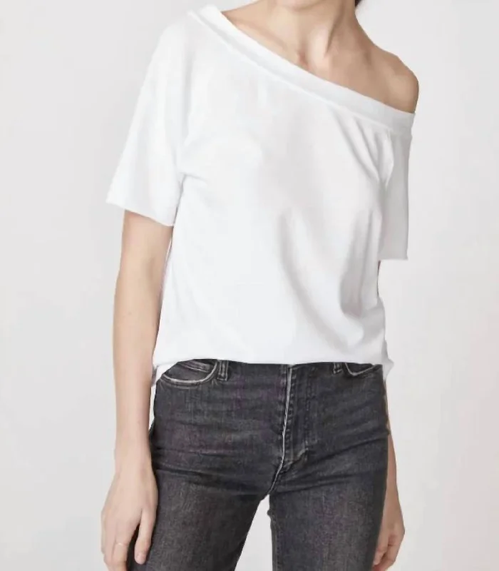 Cloud Jersey Off-Shoulder Top In White Athleisure Wear Promotion