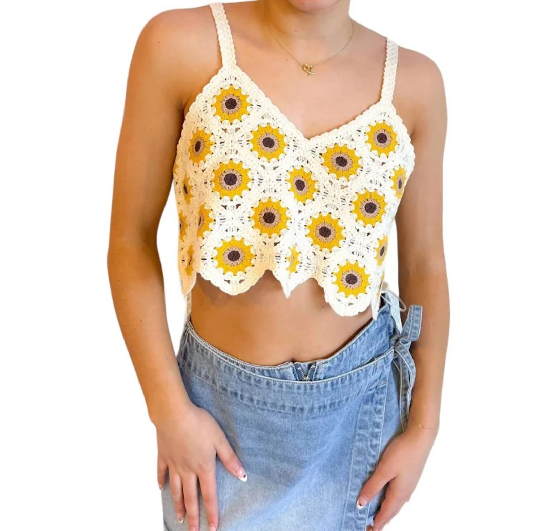 Coachella Calling Top In Yellow/white All Season Basics Discount