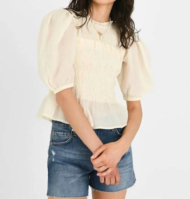 Cole Smocked Blouse In Cream Exclusive Sale