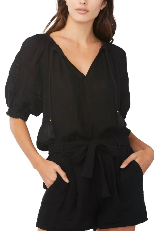 Colette V-Neck Top In Black Summer Deals