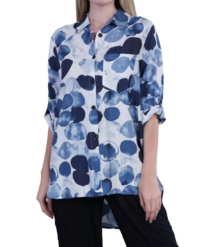 Collar Blouse In Watercolor Dots Clearance Event