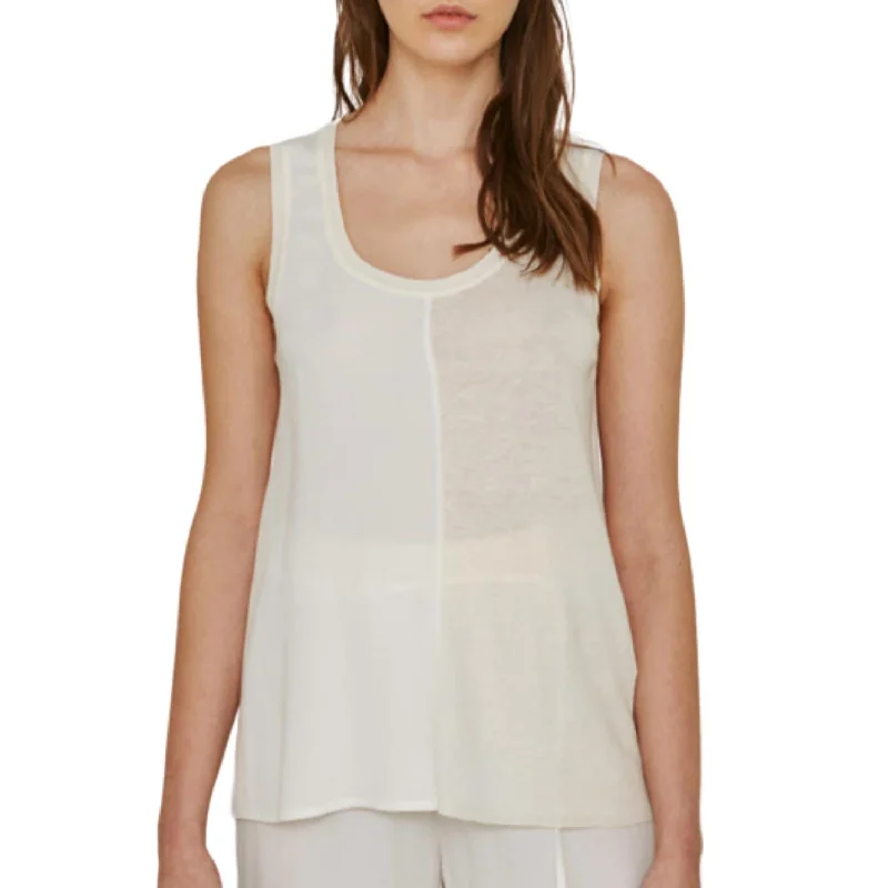 Combined Fabric Knitted Tank In White Redefining Women's Style