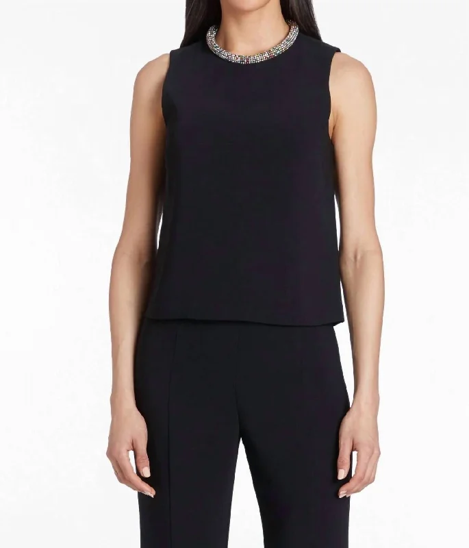 Connie Top In Black Luxe Layering